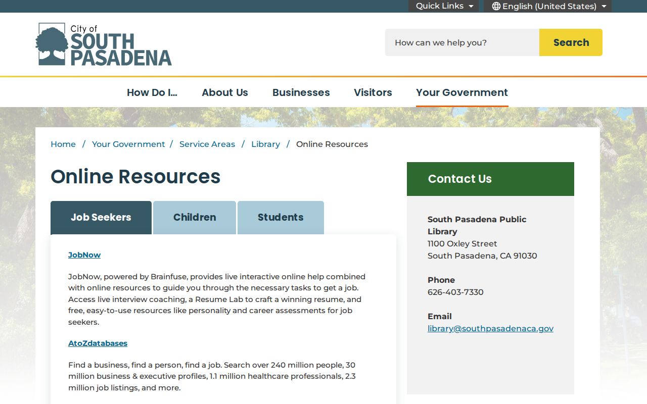 South Pasadena city directory local history collection