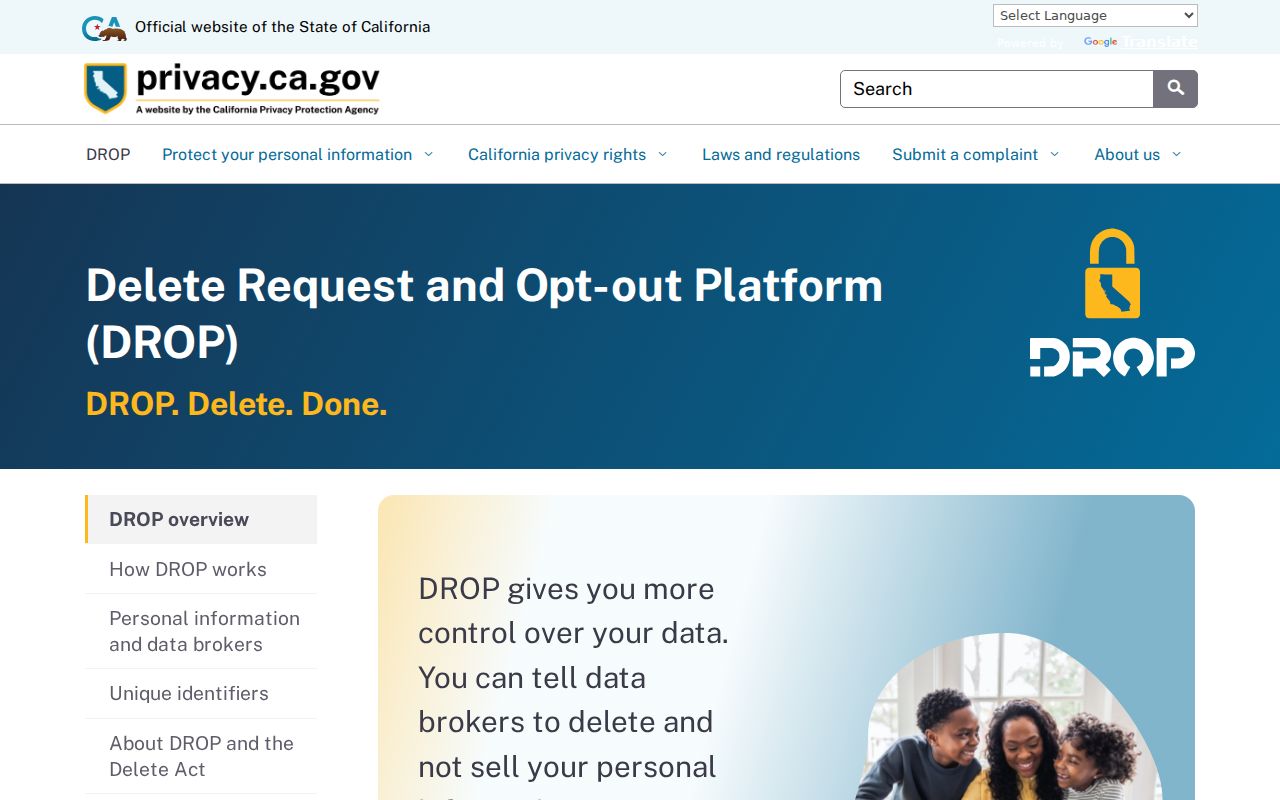 South Pasadena residents directory California DROP privacy request