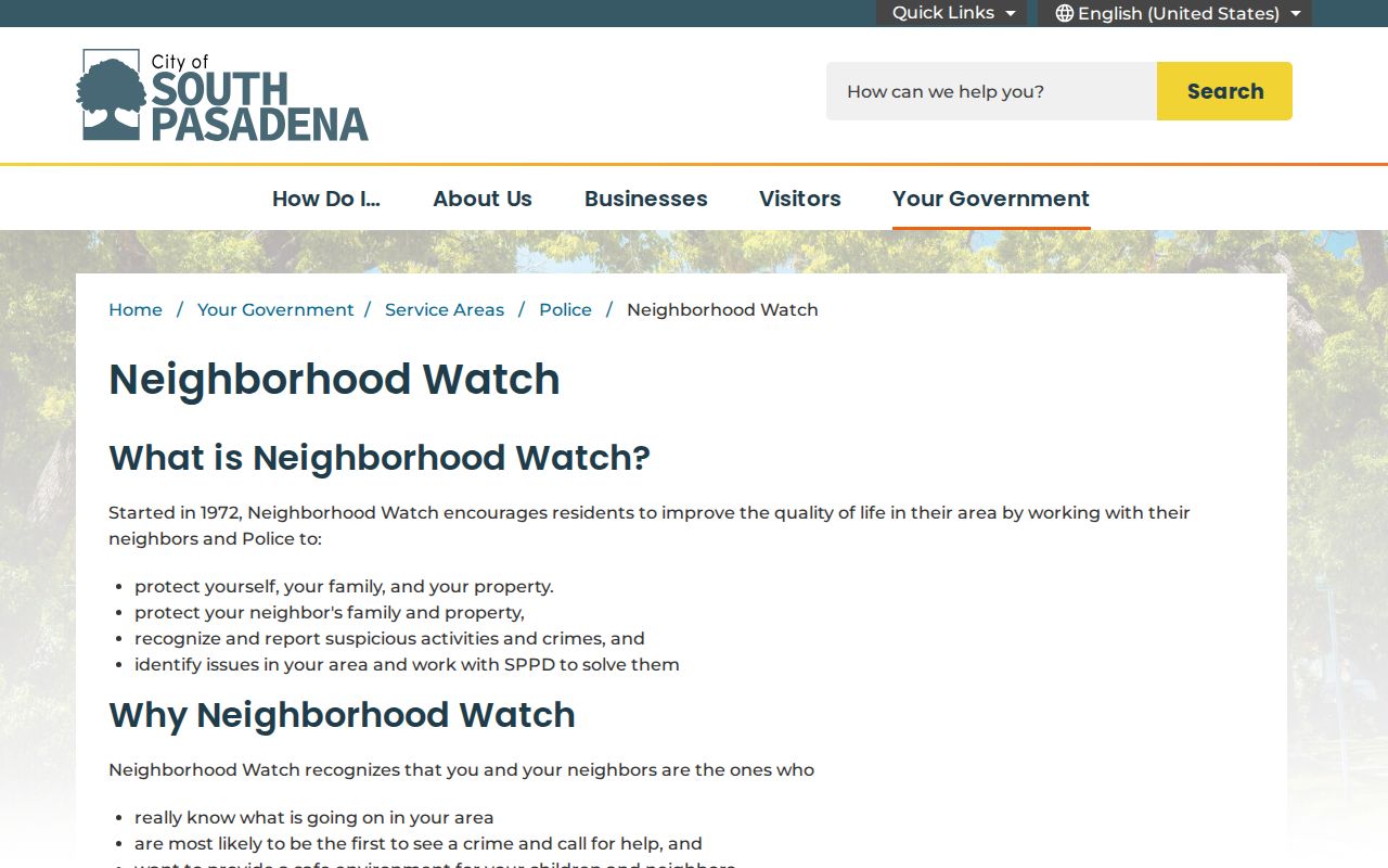 South Pasadena neighbors Neighborhood Watch program