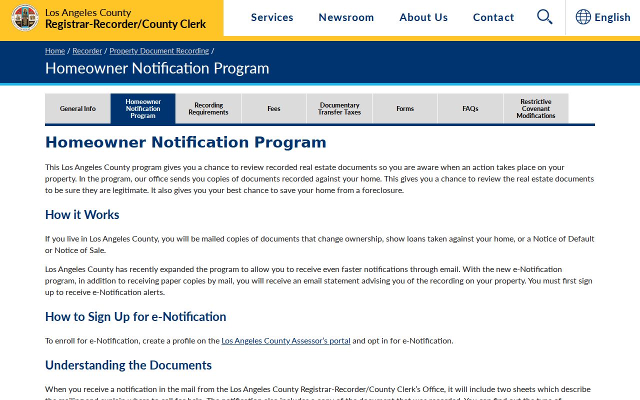 South Pasadena previous residents homeowner notification records