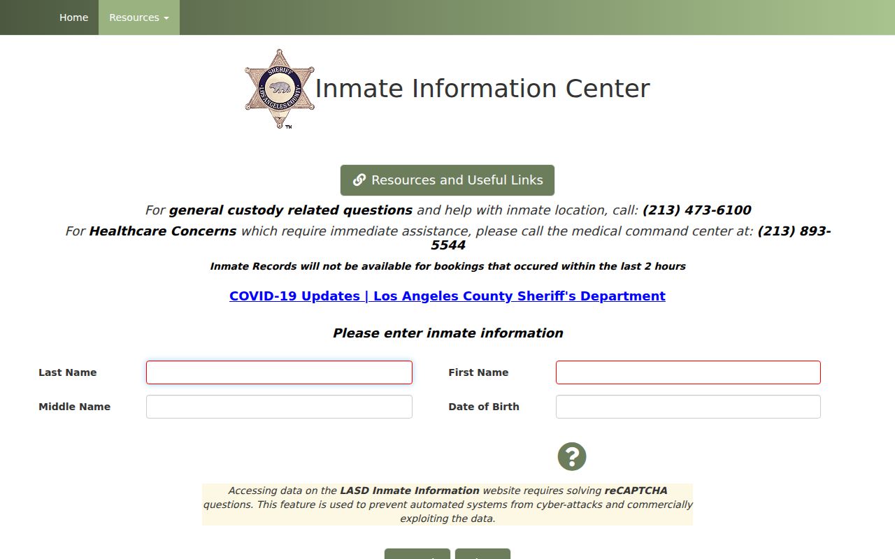 South Pasadena resident lookup county custody search